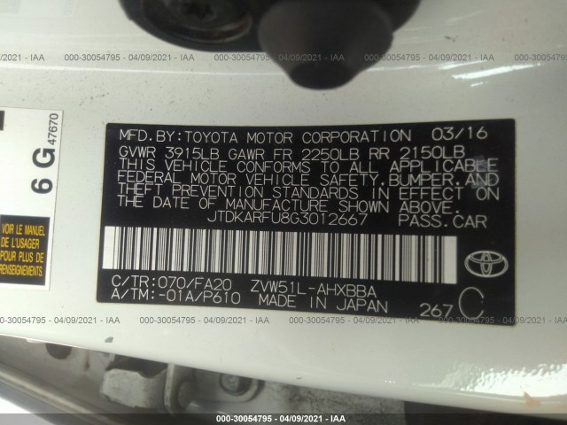 Photo 8 VIN: JTDKARFU8G3012667 - TOYOTA PRIUS 