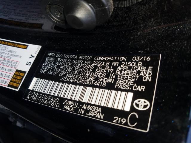 Photo 9 VIN: JTDKARFU8G3014418 - TOYOTA PRIUS 