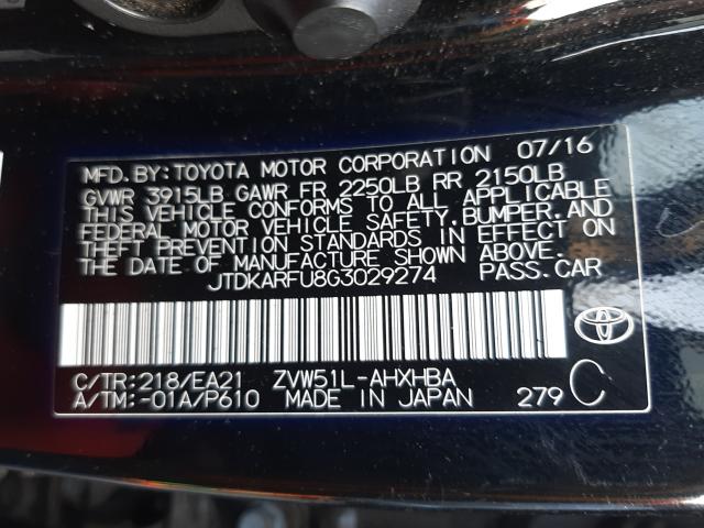 Photo 9 VIN: JTDKARFU8G3029274 - TOYOTA PRIUS 