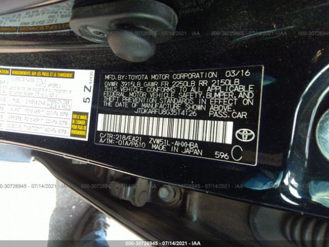 Photo 8 VIN: JTDKARFU8G3514126 - TOYOTA PRIUS 