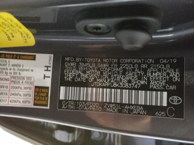 Photo 9 VIN: JTDKARFU8K3083747 - TOYOTA PRIUS 