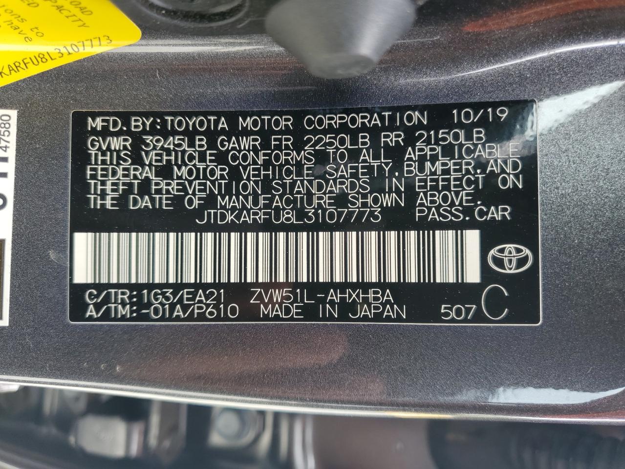 Photo 11 VIN: JTDKARFU8L3107773 - TOYOTA PRIUS 