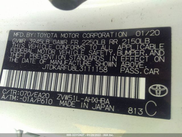 Photo 8 VIN: JTDKARFU8L3111158 - TOYOTA PRIUS 