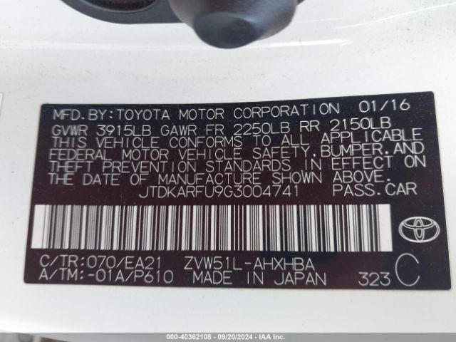 Photo 8 VIN: JTDKARFU9G3004741 - TOYOTA PRIUS 