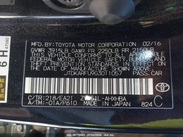 Photo 8 VIN: JTDKARFU9G3011057 - TOYOTA PRIUS 