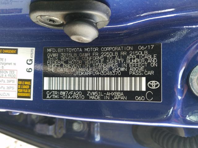 Photo 9 VIN: JTDKARFU9H3048370 - TOYOTA PRIUS 