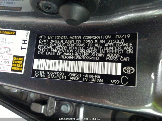 Photo 8 VIN: JTDKARFU9K3099410 - TOYOTA PRIUS 