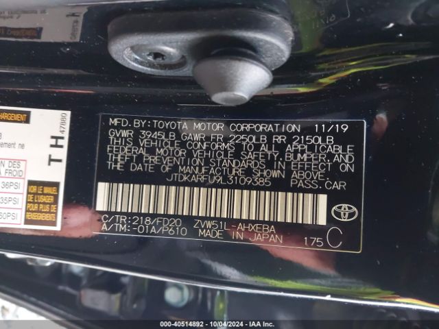 Photo 8 VIN: JTDKARFU9L3109385 - TOYOTA PRIUS 