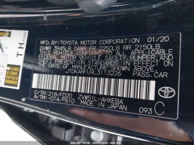 Photo 8 VIN: JTDKARFU9L3113226 - TOYOTA PRIUS 