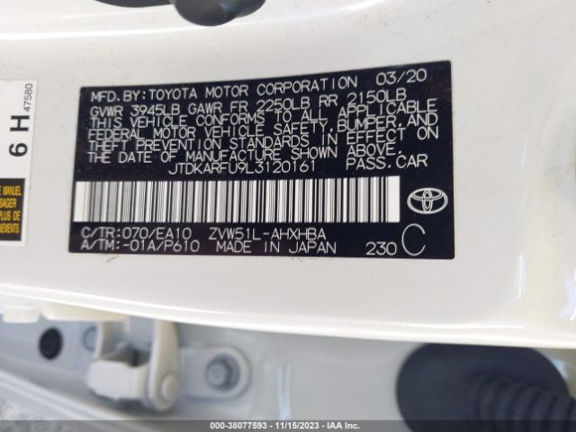 Photo 8 VIN: JTDKARFU9L3120161 - TOYOTA PRIUS 