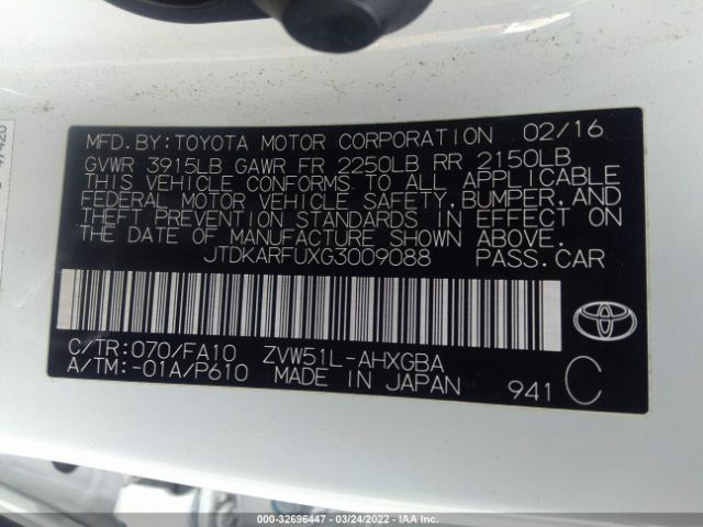 Photo 8 VIN: JTDKARFUXG3009088 - TOYOTA PRIUS 