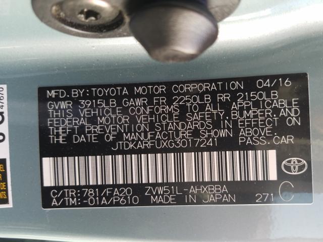 Photo 9 VIN: JTDKARFUXG3017241 - TOYOTA PRIUS 