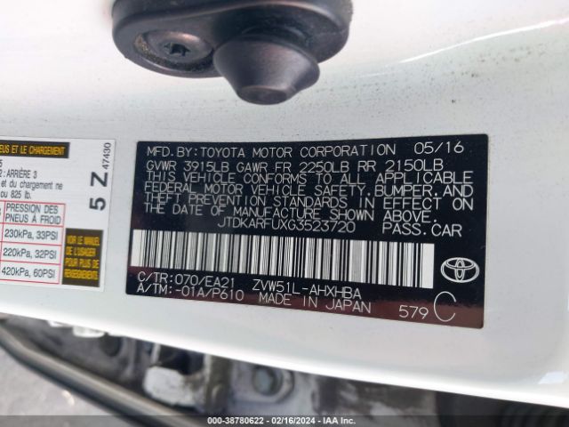 Photo 8 VIN: JTDKARFUXG3523720 - TOYOTA PRIUS 