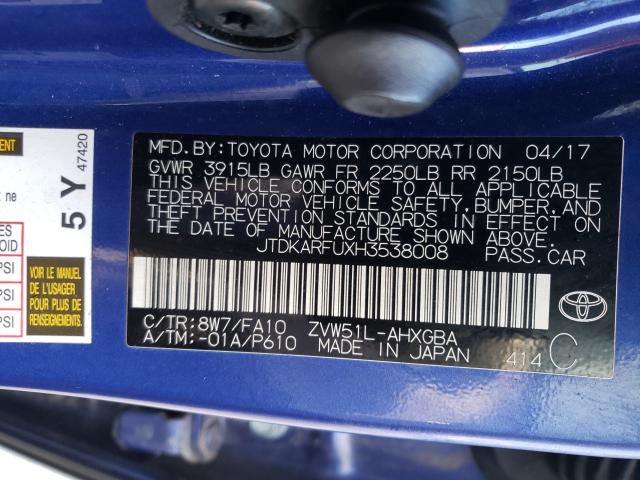 Photo 9 VIN: JTDKARFUXH3538008 - TOYOTA PRIUS 