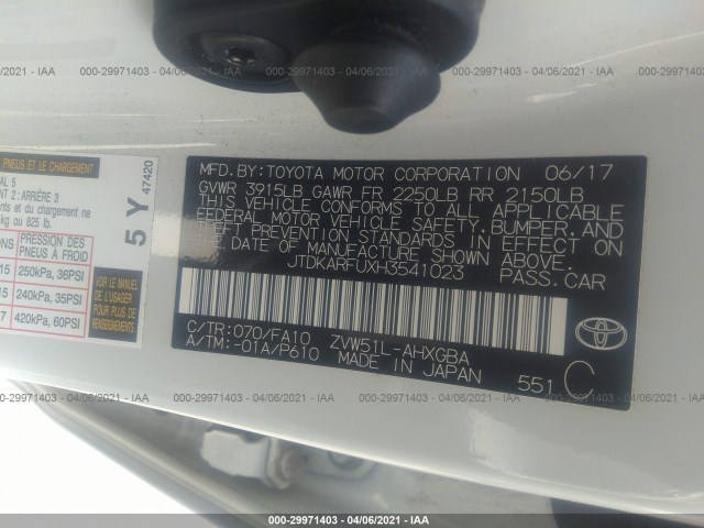 Photo 8 VIN: JTDKARFUXH3541023 - TOYOTA PRIUS 