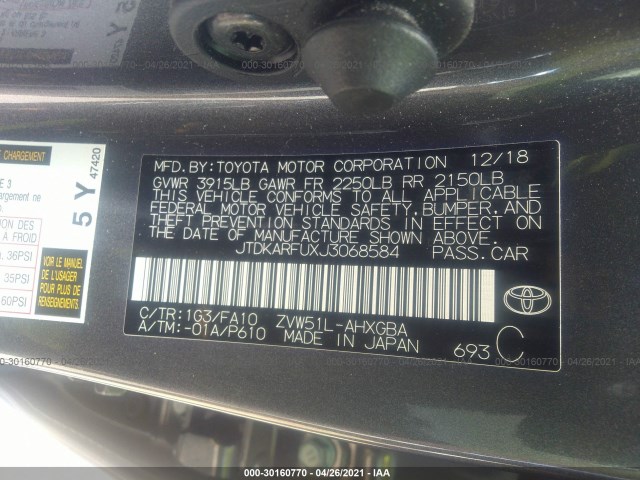 Photo 8 VIN: JTDKARFUXJ3068584 - TOYOTA PRIUS 