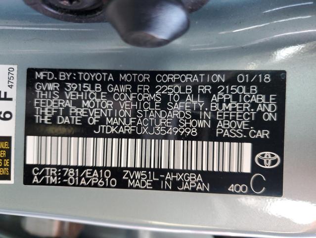 Photo 11 VIN: JTDKARFUXJ3549998 - TOYOTA PRIUS 