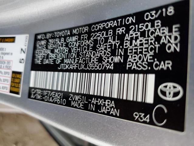 Photo 12 VIN: JTDKARFUXJ3550794 - TOYOTA PRIUS 