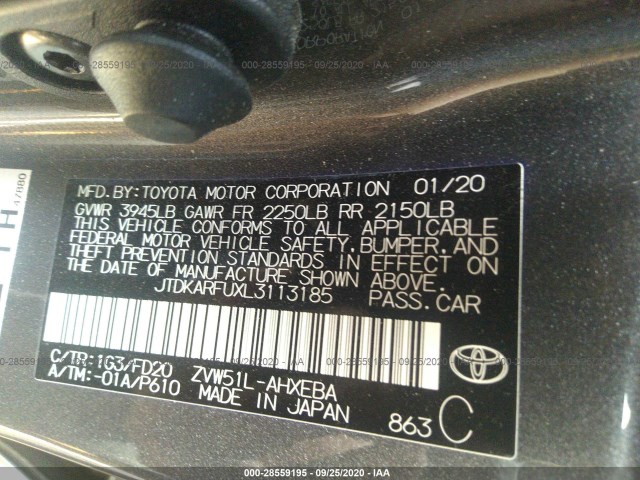 Photo 8 VIN: JTDKARFUXL3113185 - TOYOTA PRIUS 