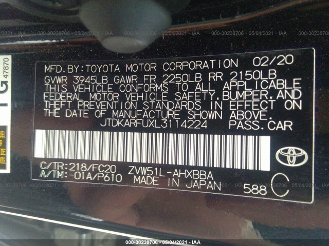 Photo 8 VIN: JTDKARFUXL3114224 - TOYOTA PRIUS 