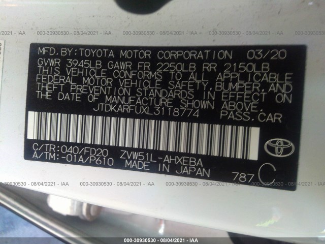 Photo 8 VIN: JTDKARFUXL3118774 - TOYOTA PRIUS 