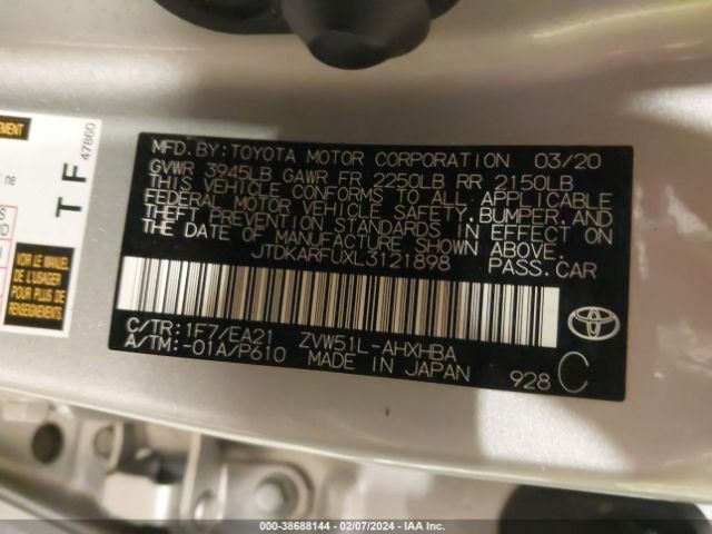 Photo 8 VIN: JTDKARFUXL3121898 - TOYOTA PRIUS 