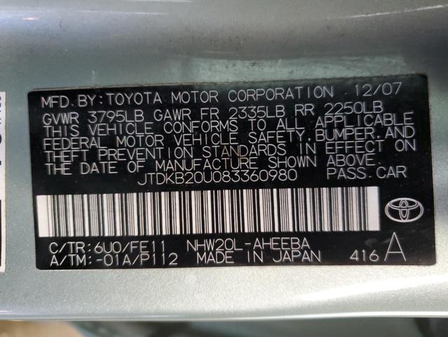 Photo 12 VIN: JTDKB20U083360980 - TOYOTA PRIUS 