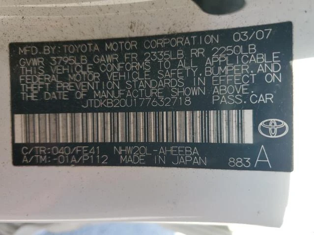 Photo 12 VIN: JTDKB20U177632718 - TOYOTA PRIUS 