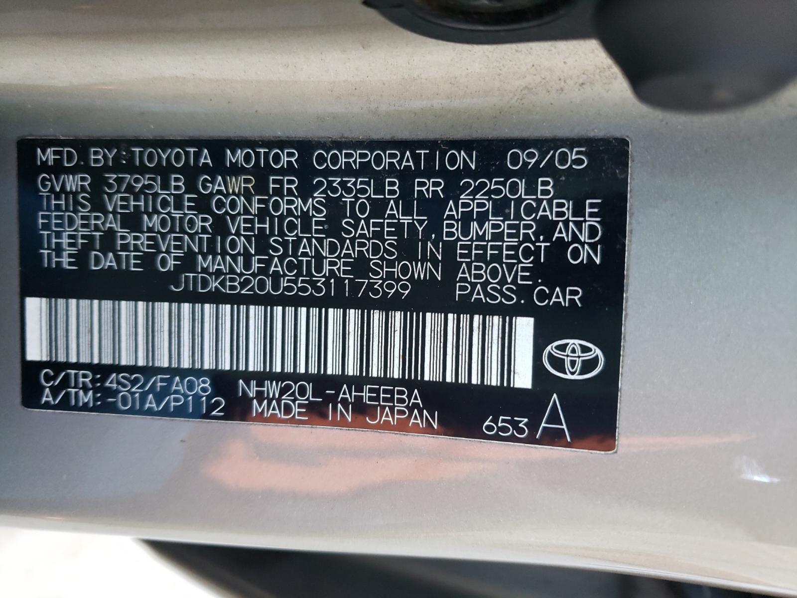 Photo 9 VIN: JTDKB20U553117399 - TOYOTA PRIUS 