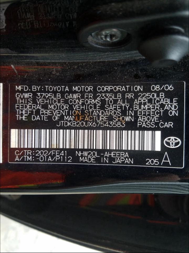 Photo 9 VIN: JTDKB20UX67543583 - TOYOTA PRIUS 