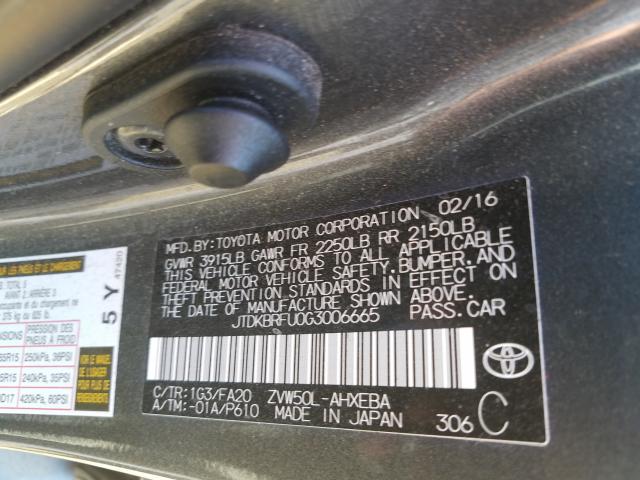 Photo 9 VIN: JTDKBRFU0G3006665 - TOYOTA PRIUS 