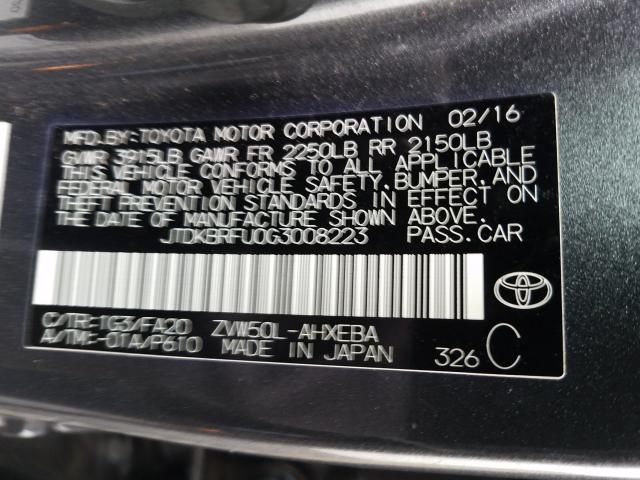 Photo 9 VIN: JTDKBRFU0G3008223 - TOYOTA PRIUS 