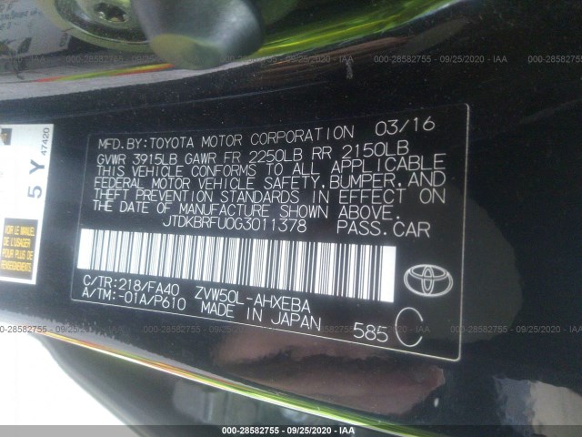 Photo 8 VIN: JTDKBRFU0G3011378 - TOYOTA PRIUS 