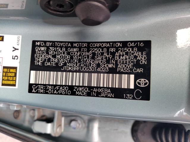 Photo 12 VIN: JTDKBRFU0G3014023 - TOYOTA PRIUS 