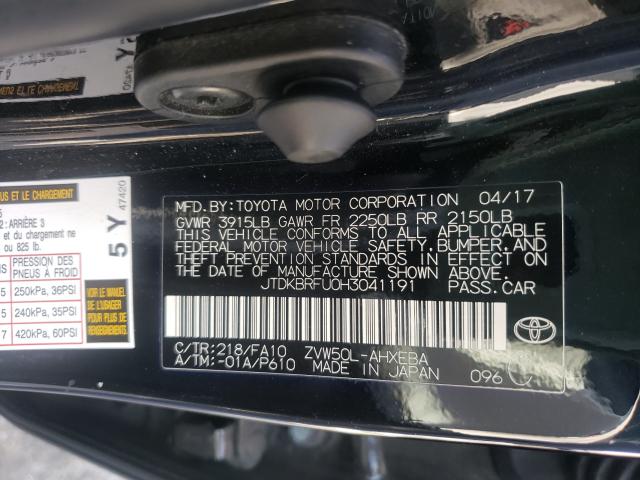 Photo 9 VIN: JTDKBRFU0H3041191 - TOYOTA PRIUS 