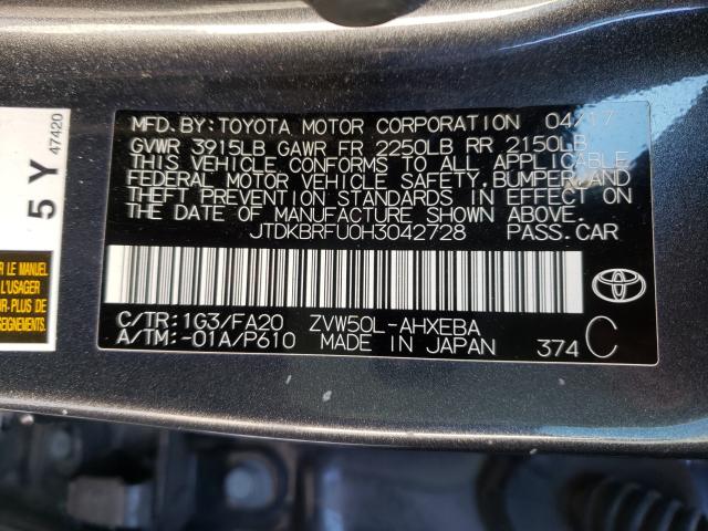 Photo 9 VIN: JTDKBRFU0H3042728 - TOYOTA PRIUS 