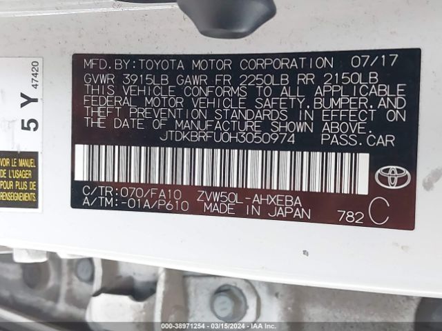 Photo 8 VIN: JTDKBRFU0H3050974 - TOYOTA PRIUS 