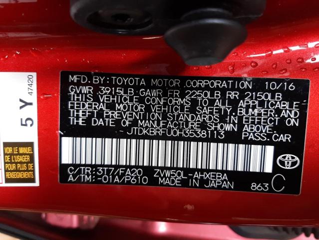 Photo 9 VIN: JTDKBRFU0H3538113 - TOYOTA PRIUS 