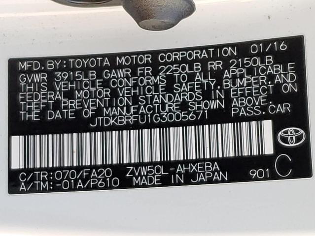 Photo 11 VIN: JTDKBRFU1G3005671 - TOYOTA PRIUS 