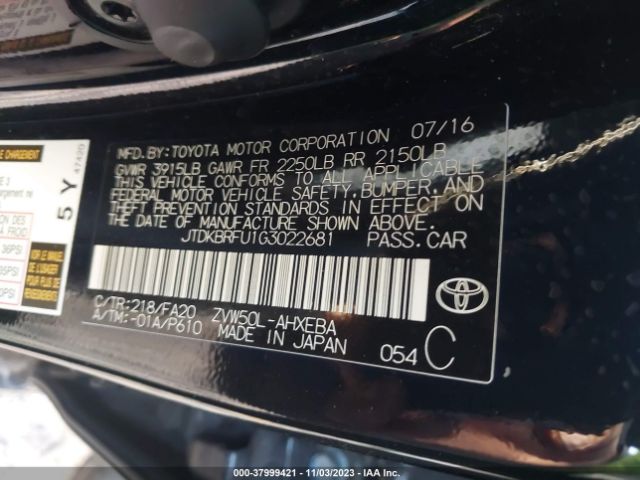 Photo 8 VIN: JTDKBRFU1G3022681 - TOYOTA PRIUS 