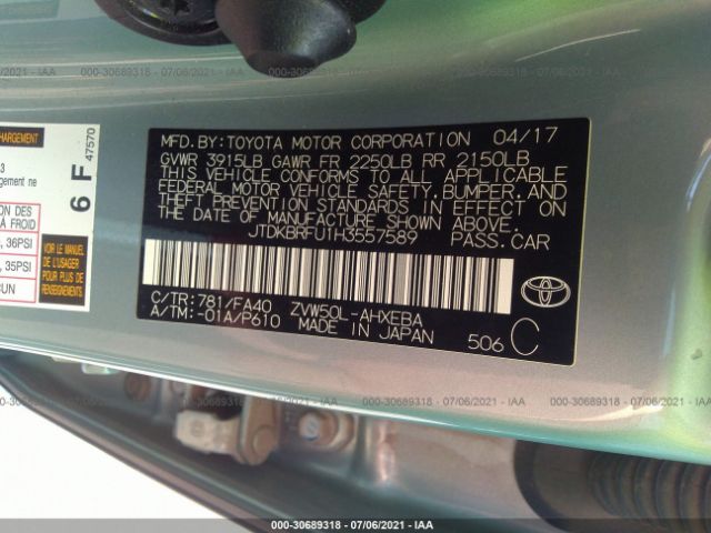 Photo 8 VIN: JTDKBRFU1H3557589 - TOYOTA PRIUS 