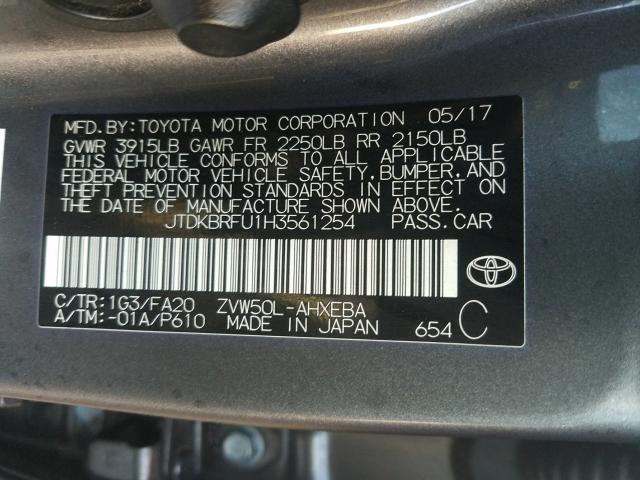 Photo 9 VIN: JTDKBRFU1H3561254 - TOYOTA PRIUS 