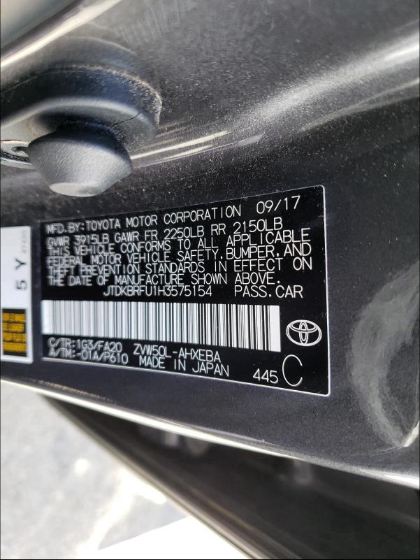 Photo 9 VIN: JTDKBRFU1H3575154 - TOYOTA PRIUS 