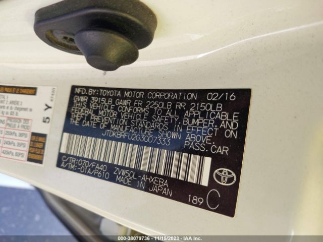 Photo 8 VIN: JTDKBRFU2G3007333 - TOYOTA PRIUS 