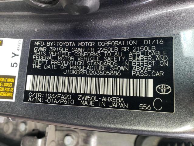 Photo 11 VIN: JTDKBRFU2G3505886 - TOYOTA PRIUS 