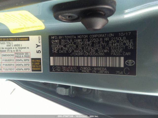 Photo 8 VIN: JTDKBRFU2H3056386 - TOYOTA PRIUS 