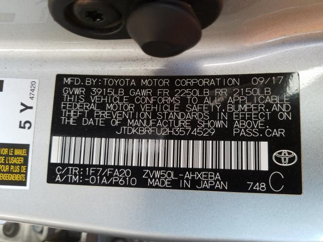 Photo 9 VIN: JTDKBRFU2H3574529 - TOYOTA PRIUS 