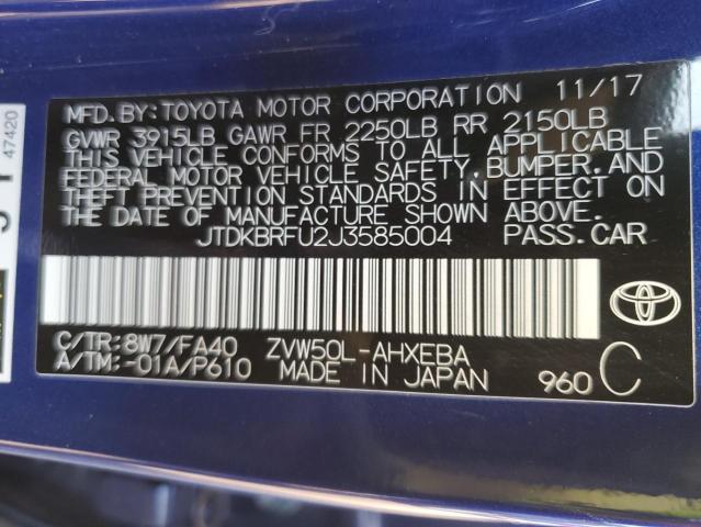 Photo 11 VIN: JTDKBRFU2J3585004 - TOYOTA PRIUS 