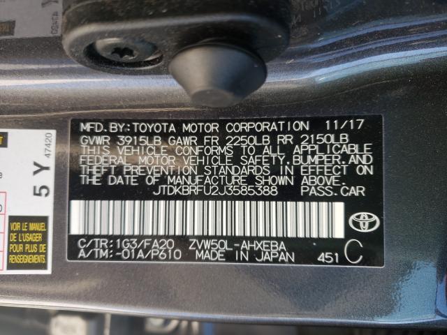 Photo 9 VIN: JTDKBRFU2J3585388 - TOYOTA PRIUS 