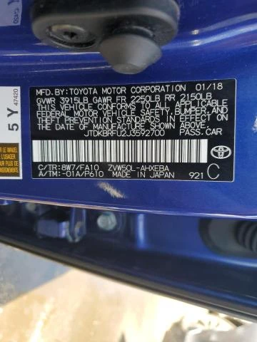 Photo 11 VIN: JTDKBRFU2J3592700 - TOYOTA PRIUS 